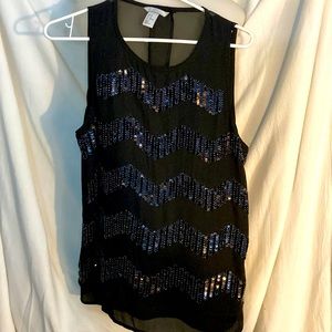 Sequin/beaded double layered top